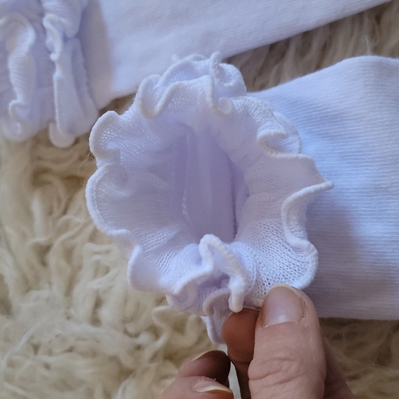 Double Ruffle Leg Warmers Footless Socks White - Picture 6 of 6